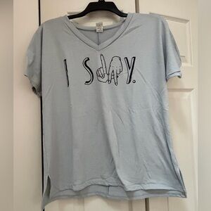 ⭐️Sew in Love - Women's Small Gray  I SLAY V-Neck Graphic Tee Shirt